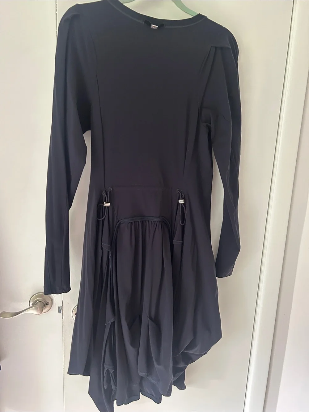 Women’s Black Long-Sleeve Draped Dress